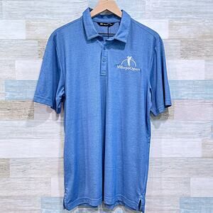 Travis Mathew Village Open Pique Performance Golf Polo Shirt Blue Mens Large